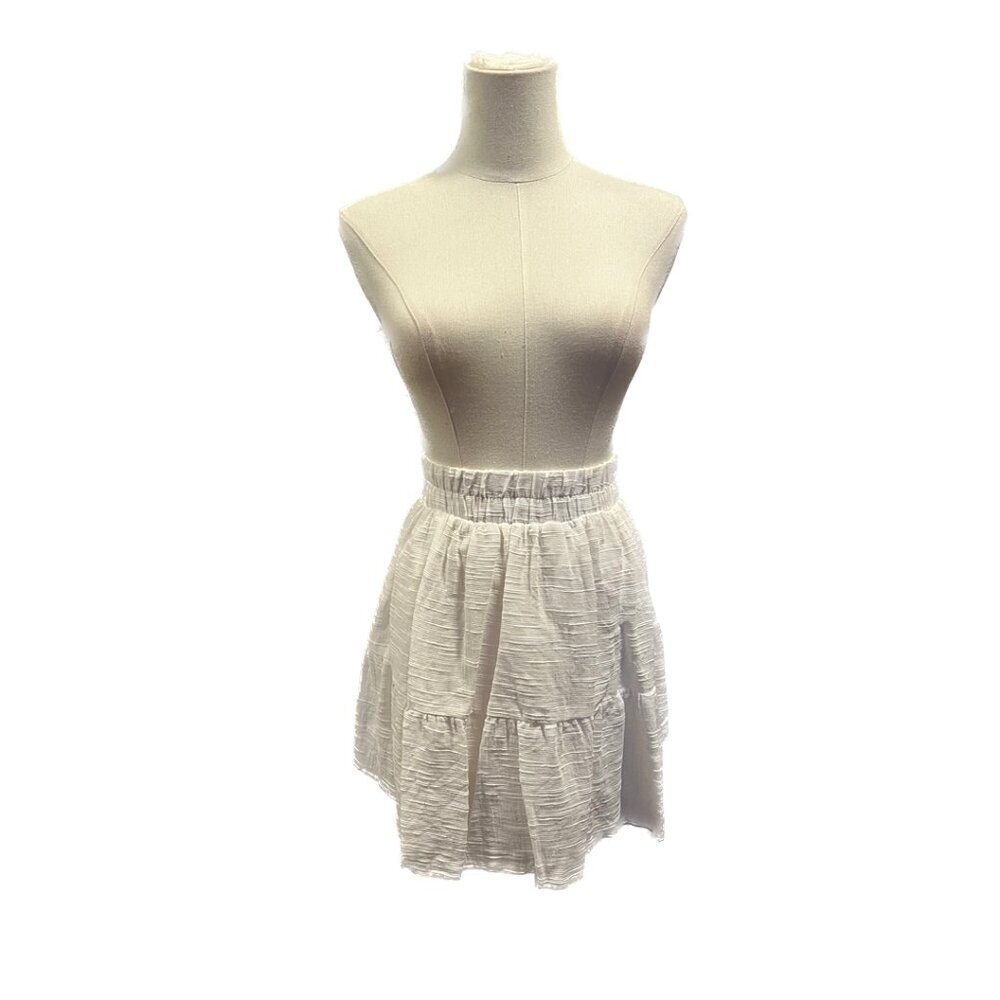 NWT LUSH WHITE MINI SKIRT COTTON FLOWY HIGH WAIST DEMURE PREPPY GIRLY SHORT M